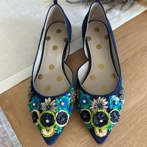 Boden Women’s Navy Blue Embellished Suede Flat